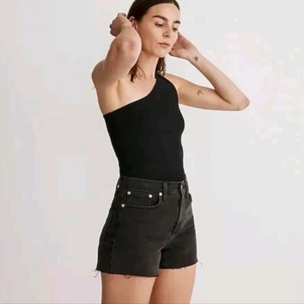 Madewell High Rise Denim Cut Off Shorts 31 Lunar Black Wash